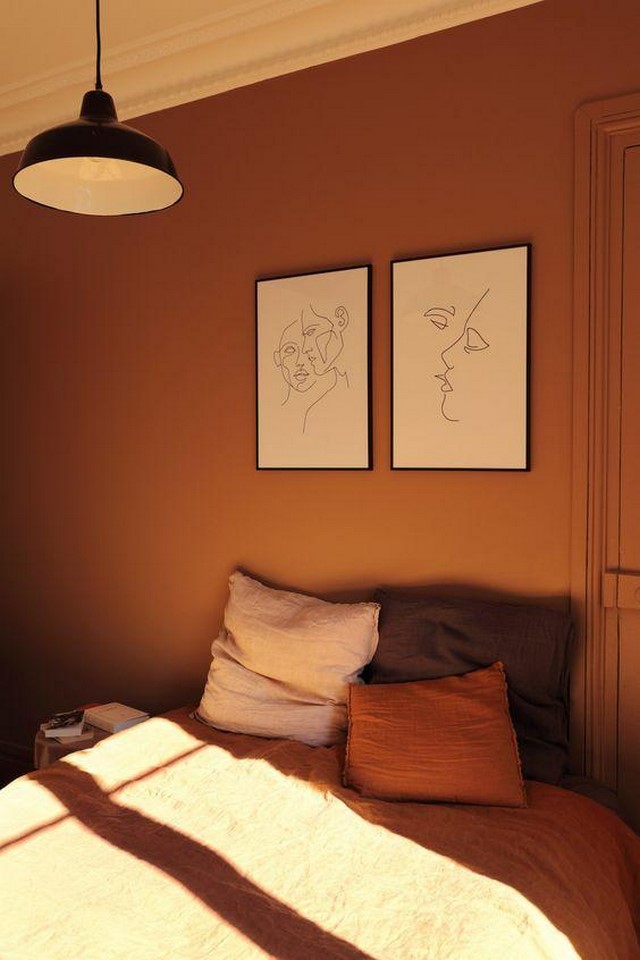 Ý tưởng thiết kế phòng ngủ với gam màu cam