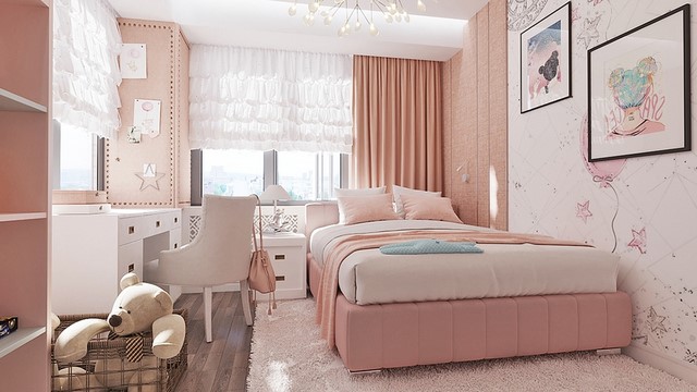Ý tưởng thiết kế phòng ngủ màu hồng nhạt