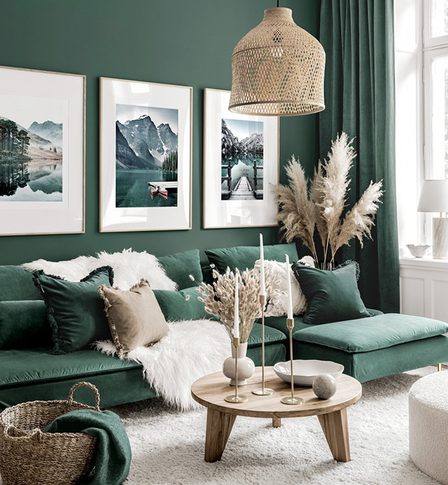 Phòng khách sơn màu xanh lá cây (mã màu NP BGG 1799A)