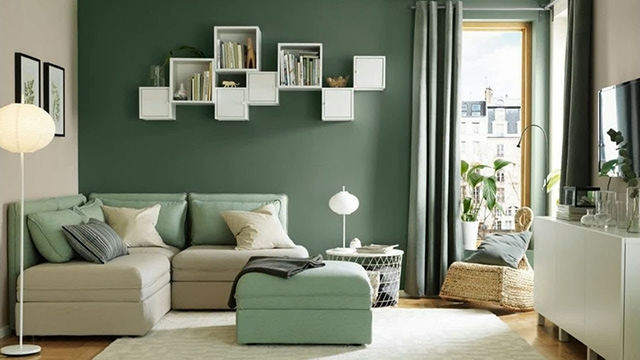Phòng khách sơn màu xanh lá cây (mã màu NP BGG 1800D)