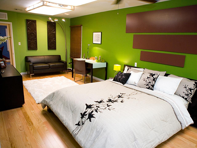 Phòng ngủ sơn màu xanh lá cây (mã màu NP BGG 2617A)