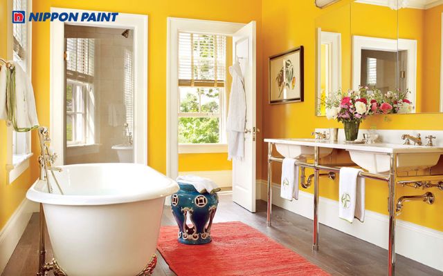 Hình ảnh phối màu vàng phòng tắm hợp mệnh gia chủ 1968