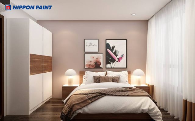 Thiết kế màu sơn phòng ngủ màu nâu và trắng