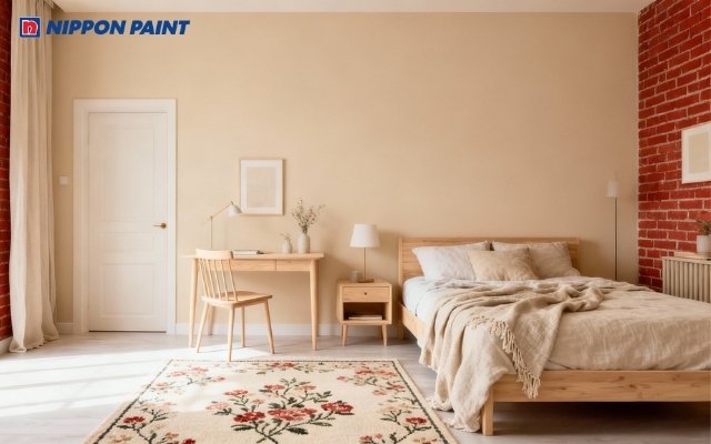 Gam màu be, nâu nhạt cho phòng ngủ ấm áp, hợp mệnh Đại Trạch Thổ