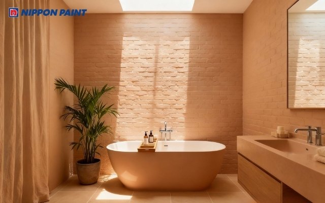 Các gam màu cam đất, be ấm, nâu nhạt được phối hài hòa, giúp tăng sinh khí cho gia chủ