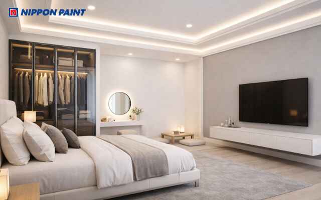 Điểm nhấn kim loại và kính sáng trên nền sơn giúp kích hoạt tối đa năng lượng tích cực