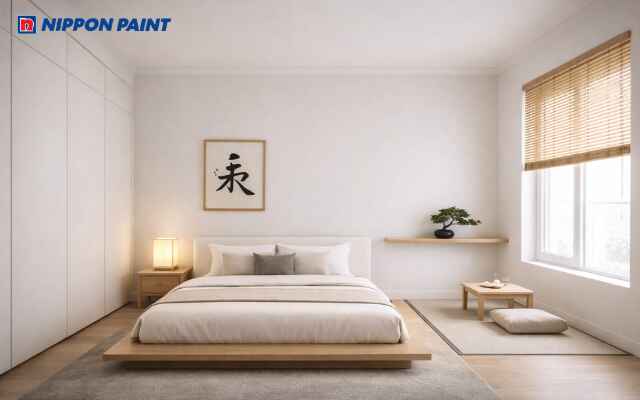 Tông trắng kem và be sáng kiểu tối giản Nhật hỗ trợ thư giãn và nuôi dưỡng sự cân bằng