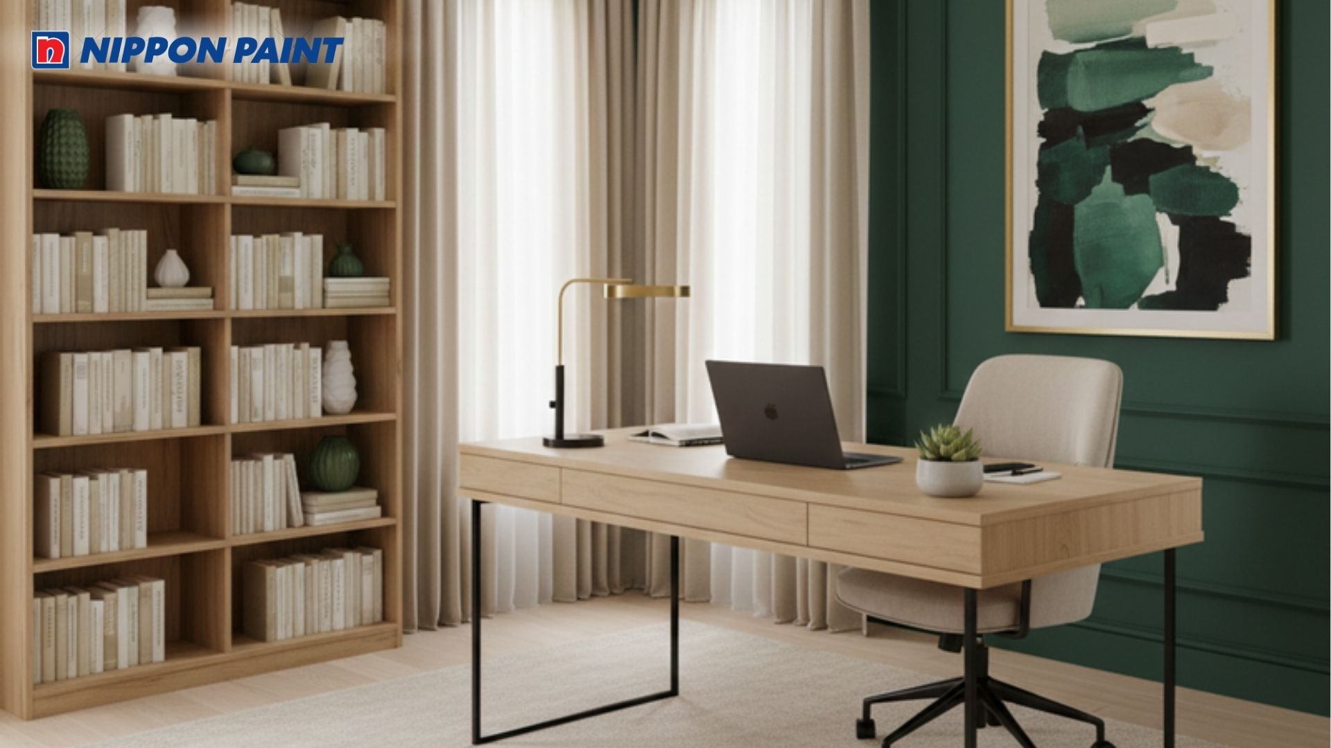 Tone màu xanh lục tạo không gian làm việc thoải mái