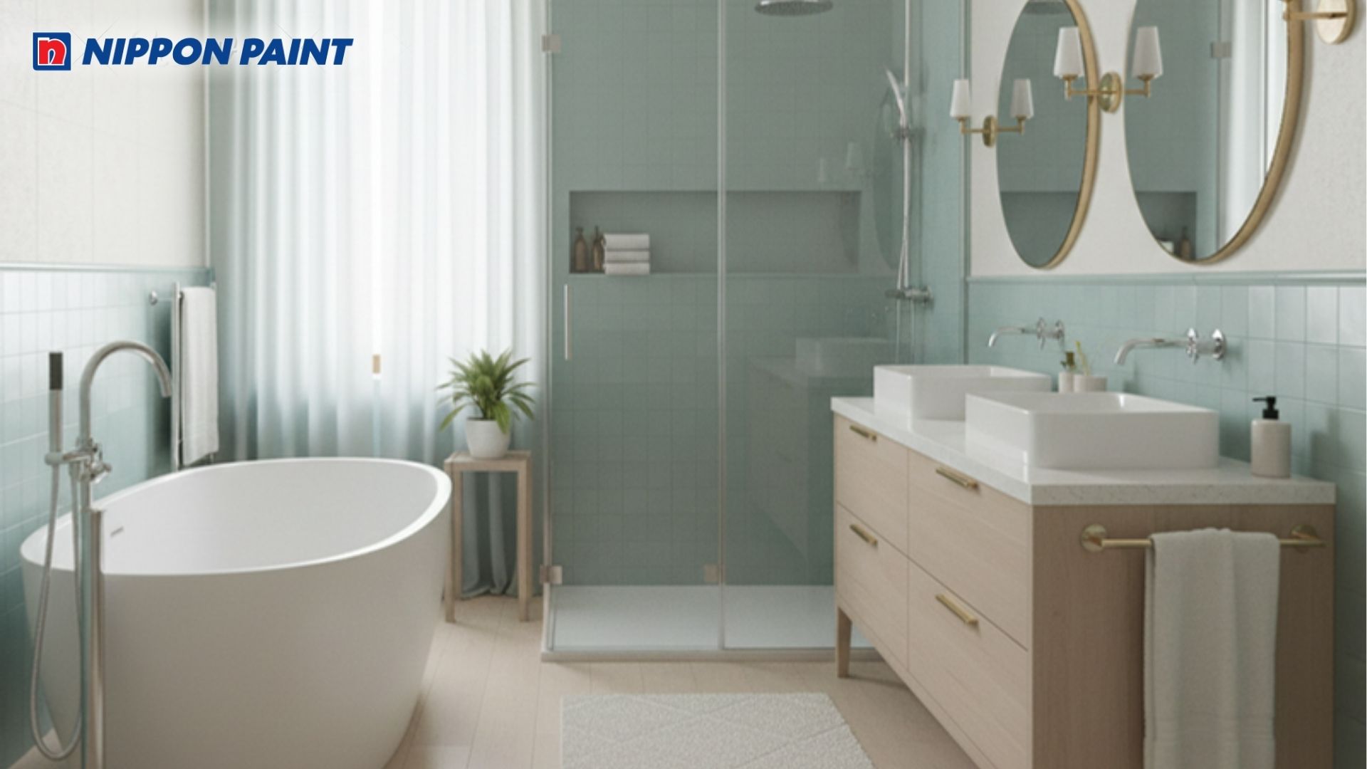 Tone màu xanh ngọc kết hợp với màu trắng tạo cảm giác nhẹ nhàng, thoải mái