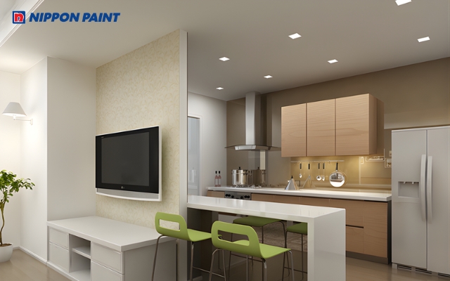 Phối màu kem - ánh kim giúp không gian bếp sang trọng