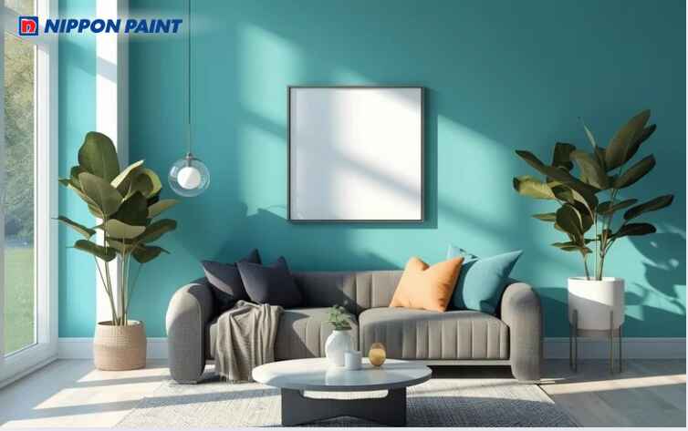 Phòng khách với gam xanh thanh lịch