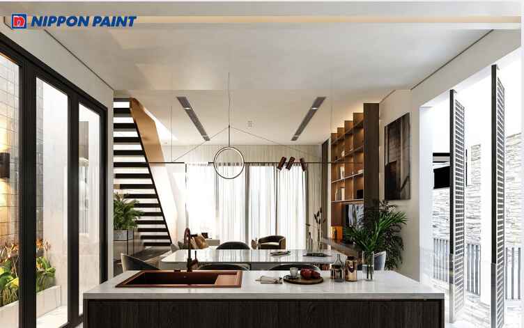 Không gian bếp sang trọng với màu trắng