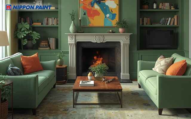 Màu xanh giúp không gian dễ phối nội thất và giữ được sự cân bằng thị giác