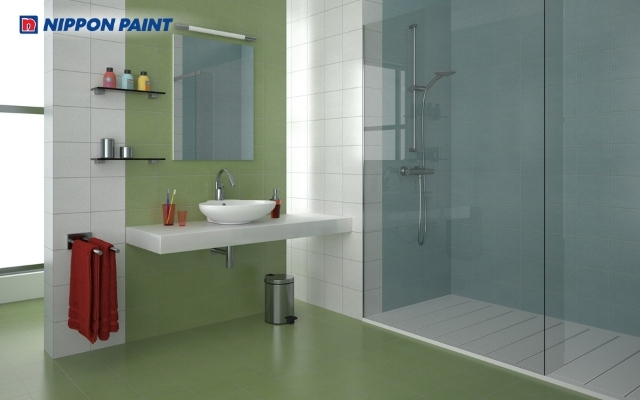 Xanh đậm tạo vẻ hiện đại, giúp không gian phòng tắm hài hòa và dễ phối nội thất