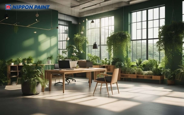 Một mảng tường xanh sẽ làm điểm nhấn tạo chiều sâu thị giác hơn