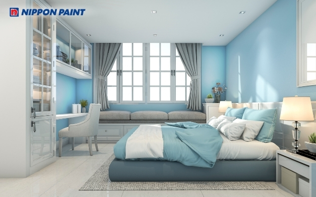 Xanh pastel giúp căn phòng trông thoáng đãng, hỗ trợ cảm giác thư thái