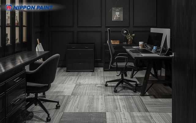 Màu đen tạo điểm nhấn tinh tế, giúp không gian làm việc thêm hài hòa