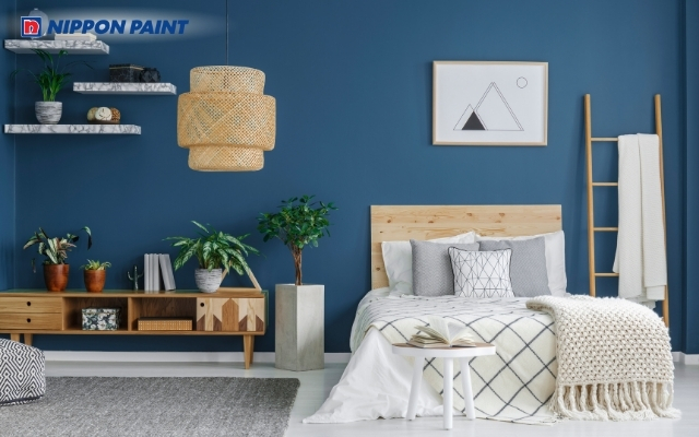 Xanh đậm tạo hiệu ứng thị giác mềm mại, giúp căn phòng luôn giữ được sự cân bằng