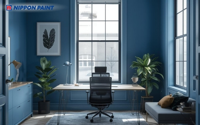 Màu xanh giúp căn phòng sáng sủa, tạo điều kiện thuận lợi cho tư duy sáng tạo