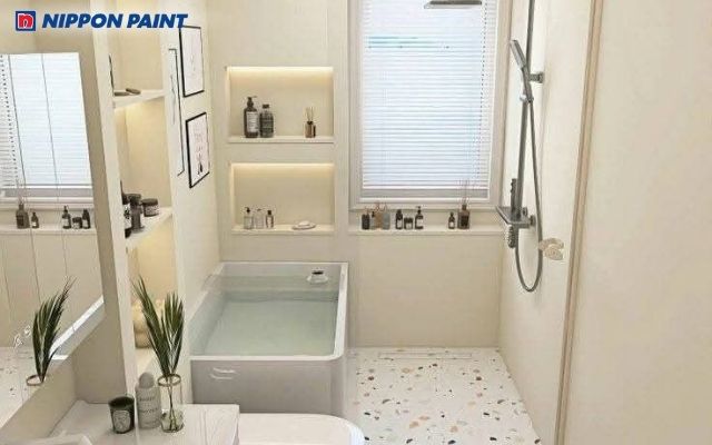 Phòng tắm trắng kem thanh lịch