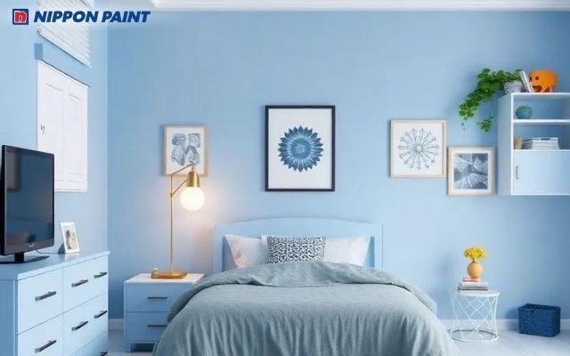 Phòng ngủ xanh pastel trong trẻo