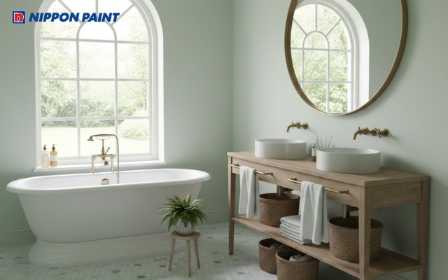 Phòng tắm xanh nhạt thanh thoát