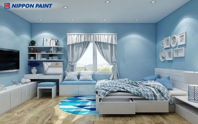 Phòng ngủ xanh pastel nhẹ nhàng