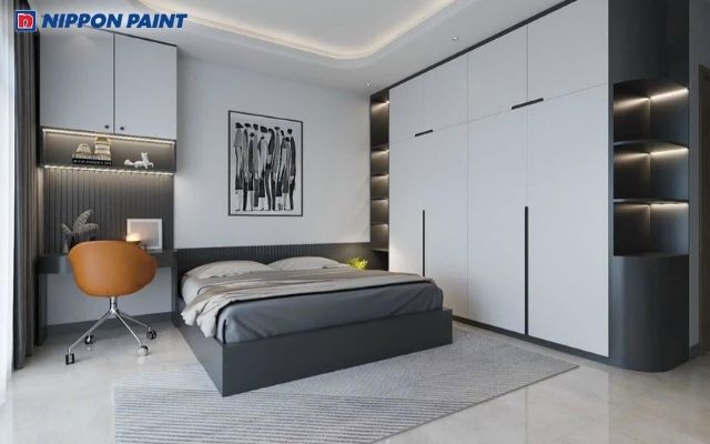 Phòng ngủ gam xám dịu mắt, hiện đại