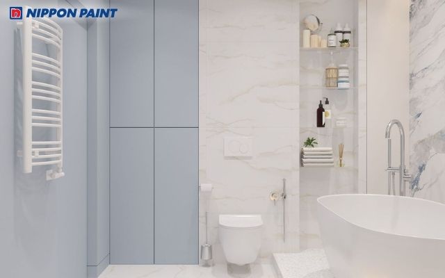 Phòng tắm xanh nhạt dịu mát