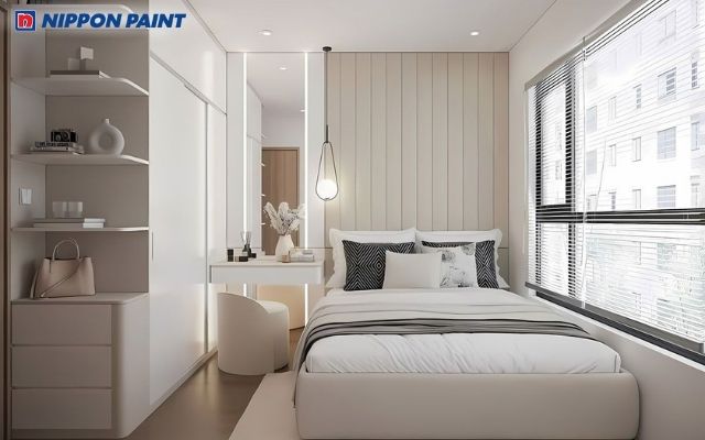 Phòng ngủ trắng sữa tối giản, thư thái