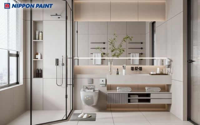 Phòng tắm xám nhạt thanh lịch