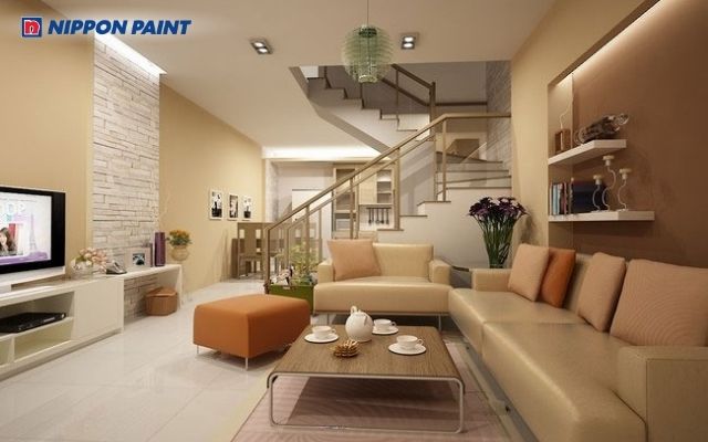 Phòng khách nâu trầm, mang lại vẻ ấm cúng, vững chãi