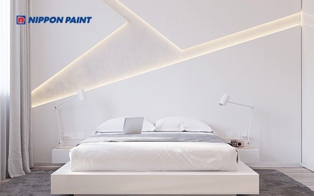 Phòng ngủ trắng nhẹ nhàng, thoáng sáng, dễ phối nội thất