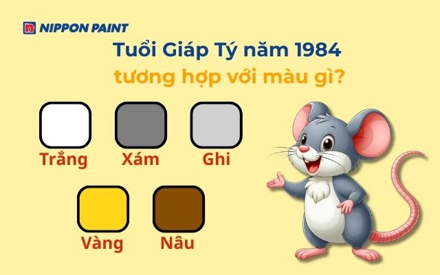 Giáp Tý 1984 hợp màu vàng, nâu, trắng, xám ghi tăng may mắn, cân bằng phong thủy