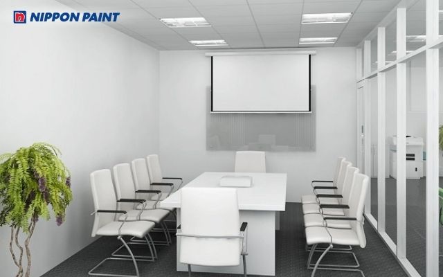 Phòng làm việc trắng tinh gọn, giúp không gian sáng và thoáng