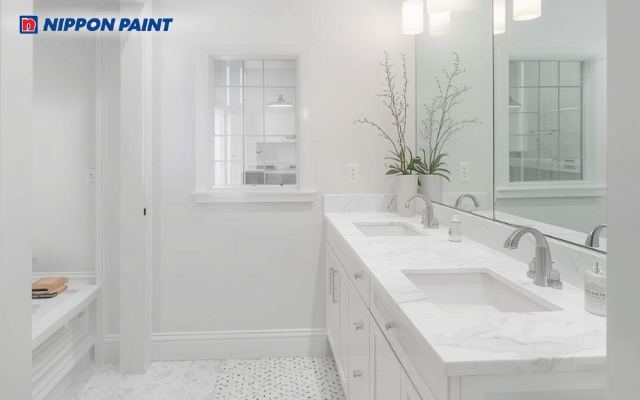 Trắng phối kem ghi, tạo cảm giác sạch sẽ và nhẹ nhàng