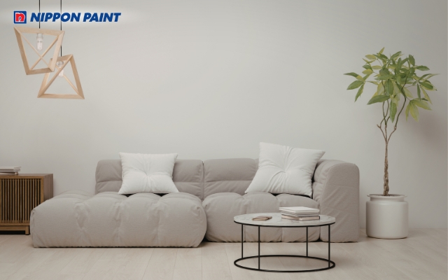 Phòng khách sơn màu trắng sứ phù hợp gia chủ Ất Sửu yêu thích sự tối giản, thanh lịch