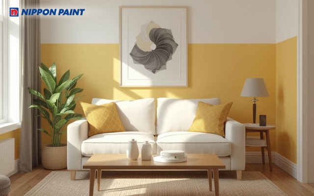 Trắng sứ phối vàng nhạt, mang lại cảm giác nhẹ nhàng và thân thiện