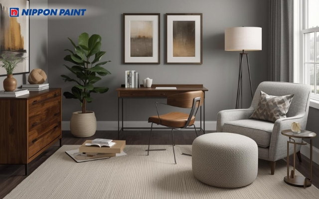 Xám đậm chủ đạo, tạo không gian làm việc tập trung và vững vàng