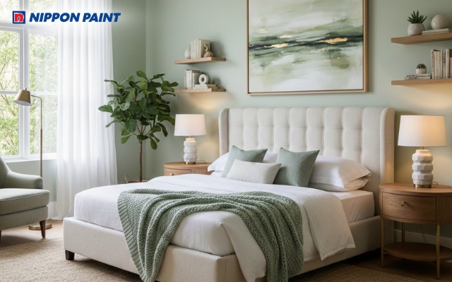 Xanh lá nhạt mát mẻ mang lại cảm giác bình yên và sự thư giãn cho tinh thần