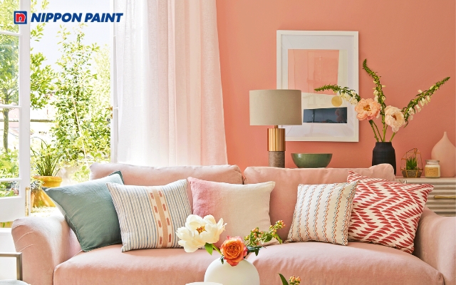 Màu hồng tro phối cùng nội thất xám tạo vẻ đẹp thời thượng và hài hòa