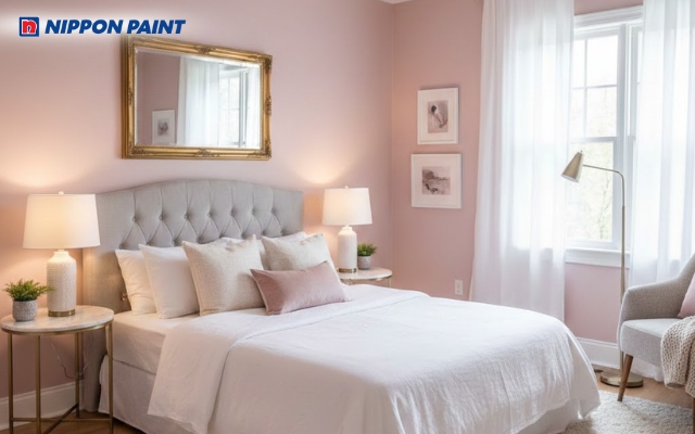 Hồng nhạt dịu êm, mang đến giấc ngủ thư thái cho gia chủ Đinh Mão