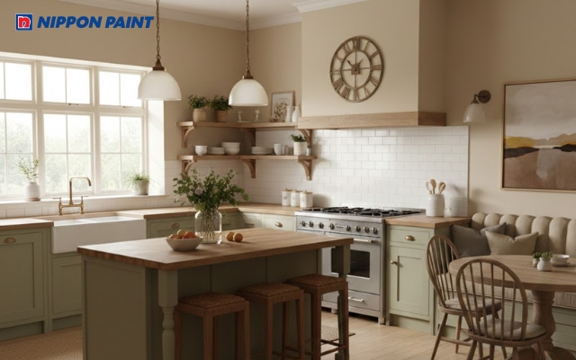 Tông be tinh tế, ấm áp và dễ ứng dụng cho mọi không gian bếp