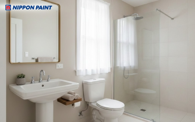 Sắc be sáng nhẹ nhàng, giúp phòng vệ sinh luôn thoáng đãng