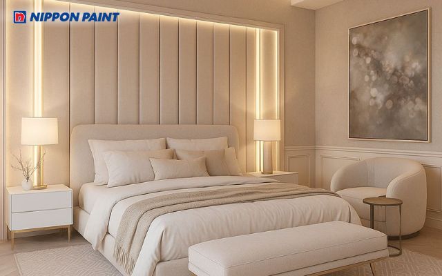 Phòng ngủ màu be, dịu và rất dễ ngủ