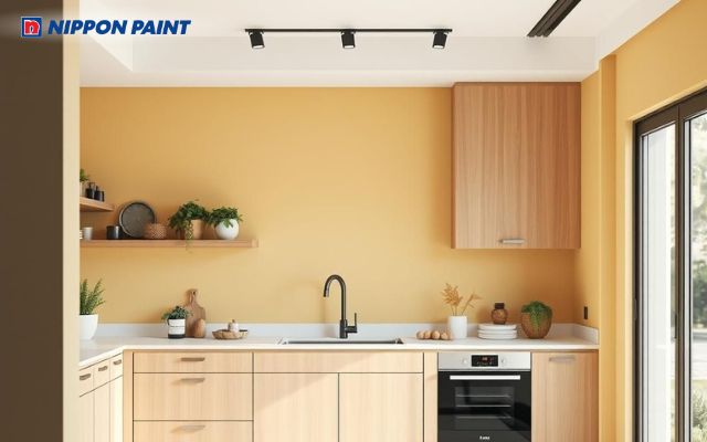 Sắc vàng nhẹ cho gian bếp dễ chịu