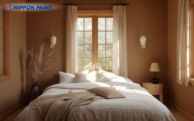 Sắc nâu giúp phòng ngủ thêm ấm áp