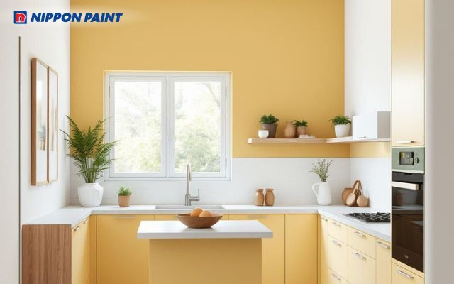 Một chút vàng nhạt cho bếp thêm nắng