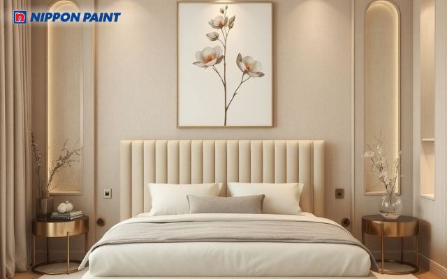 Gam kem dịu nhẹ mang đến cho phòng ngủ cảm giác êm ái, thư thái