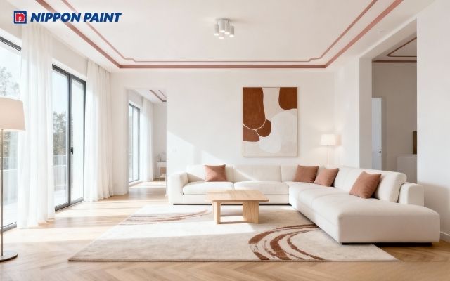 Gam trắng kem chủ đạo điểm nhấn vàng đất, hợp mệnh Kim 1992